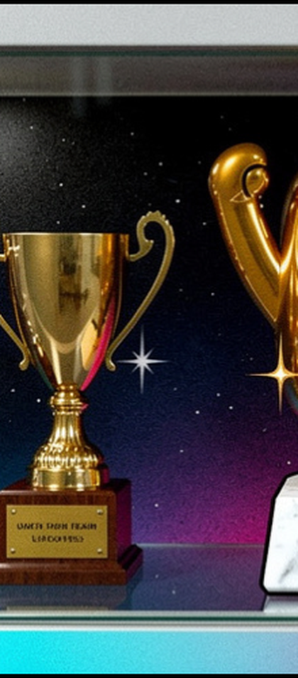 Gold trophy cup on a wooden base