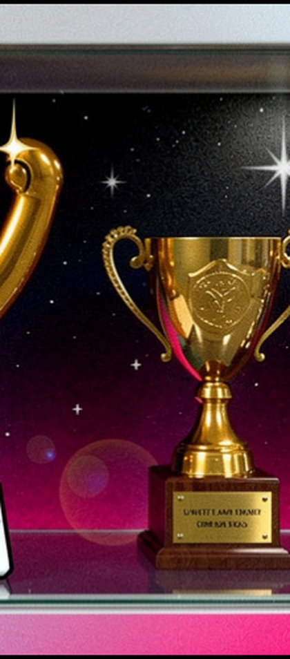 Gold trophy cup with a round medallion