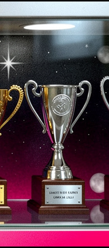 Silver trophy cup with a round medallion